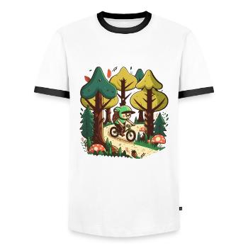 Forest Ride - Men's Ringer Shirt - white/black - Front - AI Model Female 172 light (172cm) & AI Model Male 178 dark (178cm)