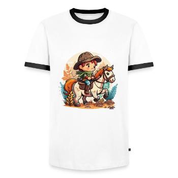 Ride into the Wild - Men's Ringer Shirt - white/black - Front - AI Model Female 172 light (172cm) & AI Model Male 178 dark (178cm)