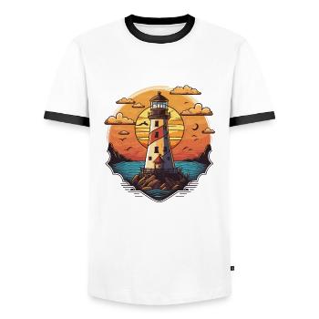 Lumière de guidage - T-shirt contrasté Homme - blanc/noir - Devant - AI Model Female 172 light (172cm) & AI Model Male 178 dark (178cm)