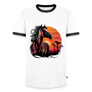 Sunset Stallion - Men's Ringer Shirt - white/black - Front - AI Model Female 172 light (172cm) & AI Model Male 178 dark (178cm)