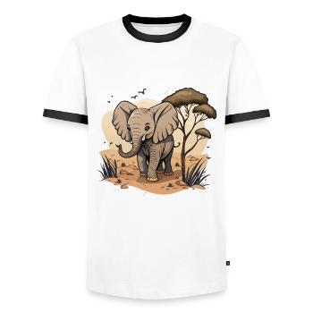 Géant de la savane - T-shirt contrasté Homme - blanc/noir - Devant - AI Model Female 172 light (172cm) & AI Model Male 178 dark (178cm)