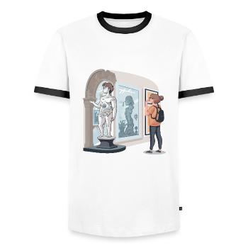 Snorkel in Style: Ocean Life - Men's Ringer Shirt - white/black - Front - AI Model Female 172 light (172cm) & AI Model Male 178 dark (178cm)