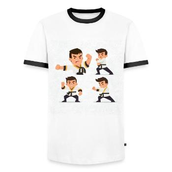 Schachmatt: Schachstrategie - Männer Kontrast-T-Shirt - Weiß/Schwarz - Vorne - AI Model Female 172 light (172cm) & AI Model Male 178 dark (178cm)