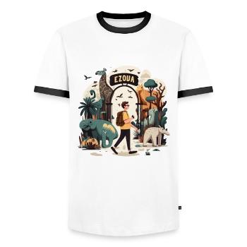 Theme Park Thrill: Amusement Park Fun - Men's Ringer Shirt - white/black - Front - AI Model Female 172 light (172cm) & AI Model Male 178 dark (178cm)