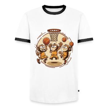 Monkey Ball - Men's Ringer Shirt - white/black - Front - AI Model Female 172 light (172cm) & AI Model Male 178 dark (178cm)