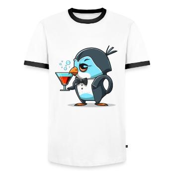 Fancy Penguin - Men's Ringer Shirt - white/black - Front - AI Model Female 172 light (172cm) & AI Model Male 178 dark (178cm)