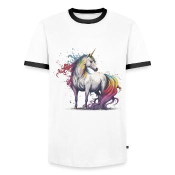 Magical Unicorn - Men's Ringer Shirt - white/black - Front - AI Model Female 172 light (172cm) & AI Model Male 178 dark (178cm)