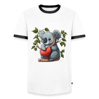 Adorable Koala - T-shirt contrasté Homme - blanc/noir - Devant - AI Model Female 172 light (172cm) & AI Model Male 178 dark (178cm)