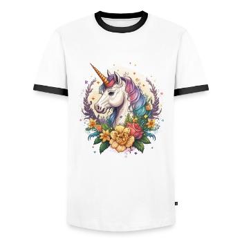 Licorne magique - T-shirt contrasté Homme - blanc/noir - Devant - AI Model Female 172 light (172cm) & AI Model Male 178 dark (178cm)