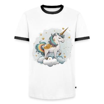 Rêve d’or - T-shirt contrasté Homme - blanc/noir - Devant - AI Model Female 172 light (172cm) & AI Model Male 178 dark (178cm)