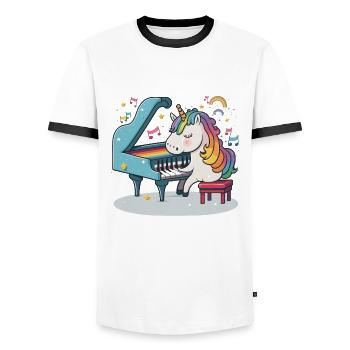 Harmonie arc-en-ciel - T-shirt contrasté Homme - blanc/noir - Devant - AI Model Female 172 light (172cm) & AI Model Male 178 dark (178cm)