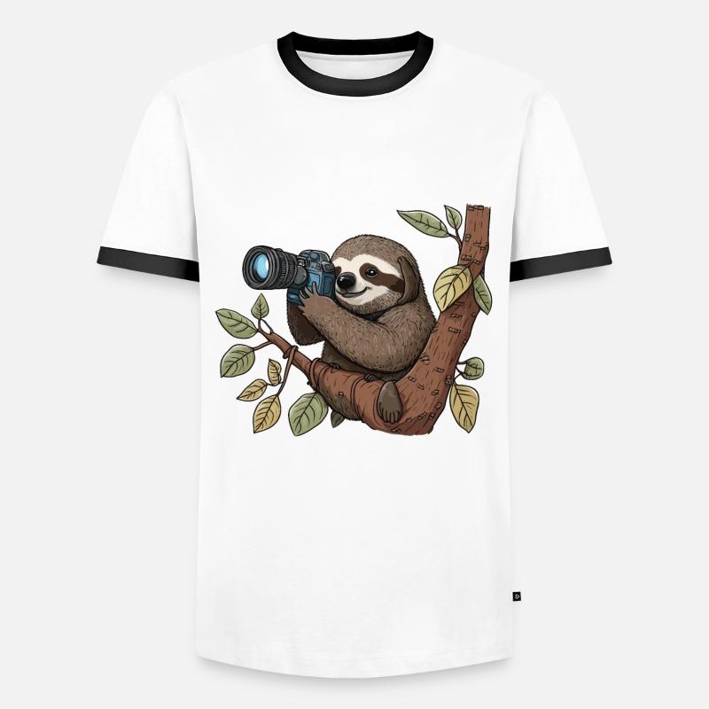 Der Slow-Snap - Männer Kontrast-T-Shirt - Weiß/Schwarz