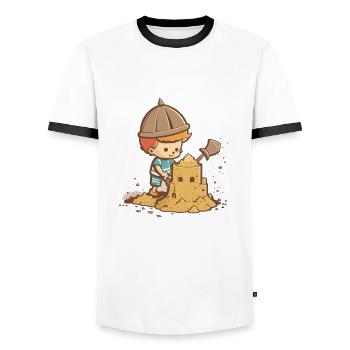 Sandcastles in the Sun - Men's Ringer Shirt - white/black - Front - AI Model Female 172 light (172cm) & AI Model Male 178 dark (178cm)