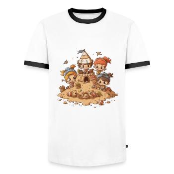 Plaisir au goût de sable - T-shirt contrasté Homme - blanc/noir - Devant - AI Model Female 172 light (172cm) & AI Model Male 178 dark (178cm)