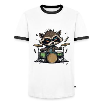 Raton laveur à bascule - T-shirt contrasté Homme - blanc/noir - Devant - AI Model Female 172 light (172cm) & AI Model Male 178 dark (178cm)