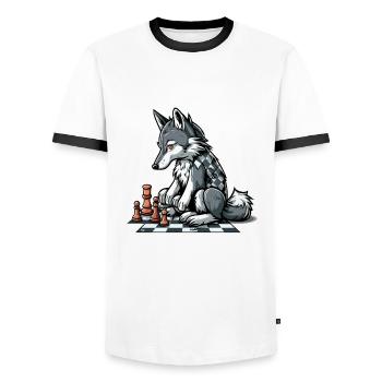 Stratège Wolf - T-shirt contrasté Homme - blanc/noir - Devant - AI Model Female 172 light (172cm) & AI Model Male 178 dark (178cm)