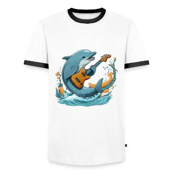 Dolphin Rocker - T-shirt contrasté Homme - blanc/noir - Devant - AI Model Female 172 light (172cm) & AI Model Male 178 dark (178cm)