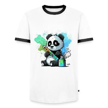 Panda Vaper - Men's Ringer Shirt - white/black - Front - AI Model Female 172 light (172cm) & AI Model Male 178 dark (178cm)
