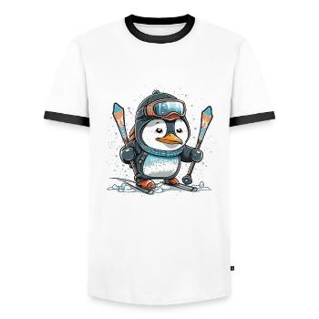 Kühle Abfahrt - Männer Kontrast-T-Shirt - Weiß/Schwarz - Vorne - AI Model Female 172 light (172cm) & AI Model Male 178 dark (178cm)