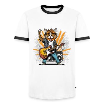 Feline Frenzy - Men's Ringer Shirt - white/black - Front - AI Model Female 172 light (172cm) & AI Model Male 178 dark (178cm)