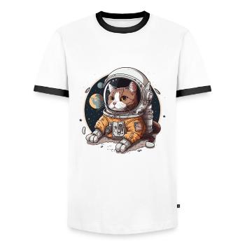 Kosmisches Abenteuer - Männer Kontrast-T-Shirt - Weiß/Schwarz - Vorne - AI Model Female 172 light (172cm) & AI Model Male 178 dark (178cm)