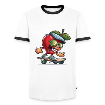 Apple Skater - Men's Ringer Shirt - white/black - Front - AI Model Female 172 light (172cm) & AI Model Male 178 dark (178cm)