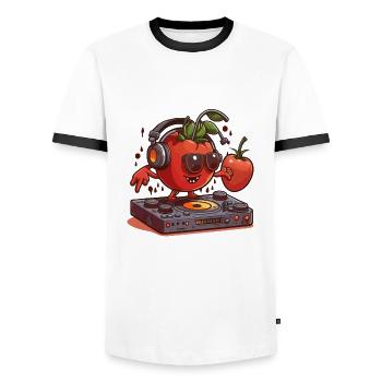 Tomaten drehen auf - Männer Kontrast-T-Shirt - Weiß/Schwarz - Vorne - AI Model Female 172 light (172cm) & AI Model Male 178 dark (178cm)