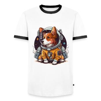Canine Cosmos - Men's Ringer Shirt - white/black - Front - AI Model Female 172 light (172cm) & AI Model Male 178 dark (178cm)