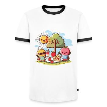Corbeille de joie - T-shirt contrasté Homme - blanc/noir - Devant - AI Model Female 172 light (172cm) & AI Model Male 178 dark (178cm)