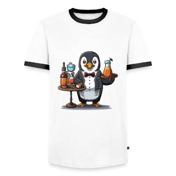 Penguins Pour - Men's Ringer Shirt - white/black - Front - AI Model Female 172 light (172cm) & AI Model Male 178 dark (178cm)