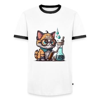 Feline Findings - Men's Ringer Shirt - white/black - Front - AI Model Female 172 light (172cm) & AI Model Male 178 dark (178cm)