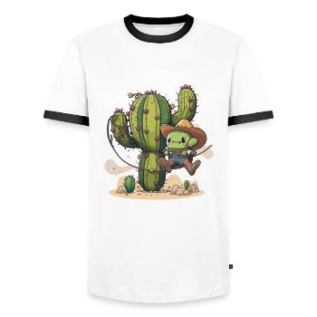 Cactus Rodeo - Men's Ringer Shirt - white/black - Front - AI Model Female 172 light (172cm) & AI Model Male 178 dark (178cm)