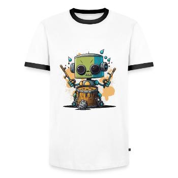 Beat Machine - Men's Ringer Shirt - white/black - Front - AI Model Female 172 light (172cm) & AI Model Male 178 dark (178cm)