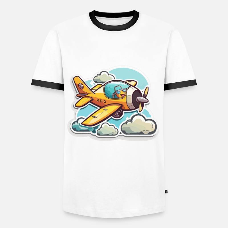 Die Geschichte der Luftfahrt - Männer Kontrast-T-Shirt - Weiß/Schwarz
