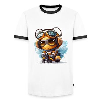 Buzzing Champion - Men's Ringer Shirt - white/black - Front - AI Model Female 172 light (172cm) & AI Model Male 178 dark (178cm)