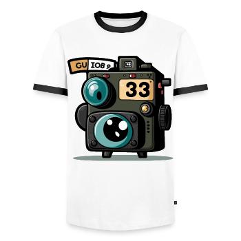 The Shutterbug - Men's Ringer Shirt - white/black - Front - AI Model Female 172 light (172cm) & AI Model Male 178 dark (178cm)
