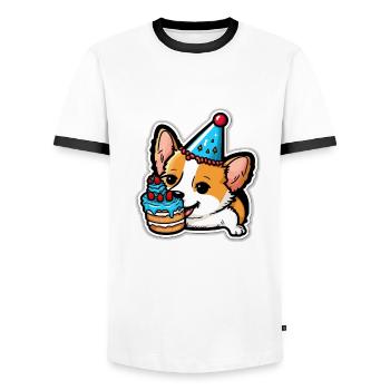 Party Pup - Men's Ringer Shirt - white/black - Front - AI Model Female 172 light (172cm) & AI Model Male 178 dark (178cm)