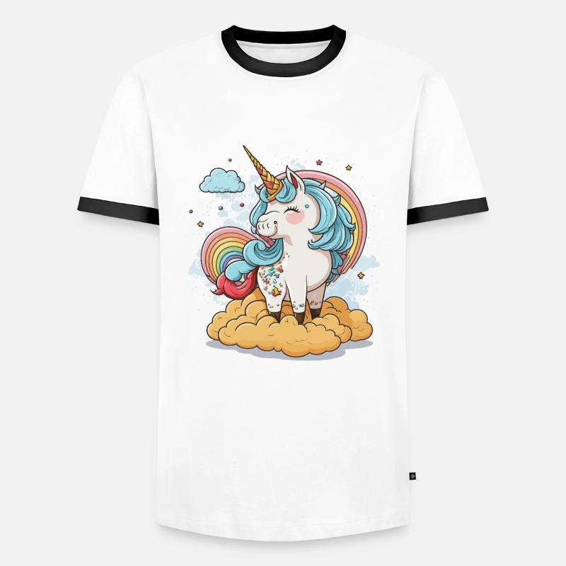 Das Regenbogen-Einhorn - Männer Kontrast-T-Shirt - Weiß/Schwarz