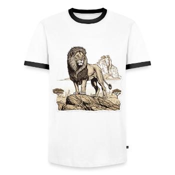 Majestic Lion - Men's Ringer Shirt - white/black - Front - AI Model Female 172 light (172cm) & AI Model Male 178 dark (178cm)