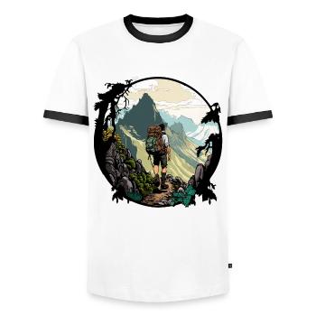 Explorateur de montagne - T-shirt contrasté Homme - blanc/noir - Devant - AI Model Female 172 light (172cm) & AI Model Male 178 dark (178cm)
