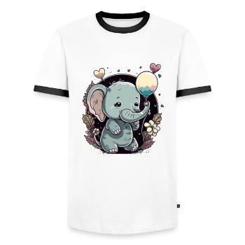 Baby Elephant Love - Men's Ringer Shirt - white/black - Front - AI Model Female 172 light (172cm) & AI Model Male 178 dark (178cm)