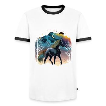 Licorne arc-en-ciel - T-shirt contrasté Homme - blanc/noir - Devant - AI Model Female 172 light (172cm) & AI Model Male 178 dark (178cm)