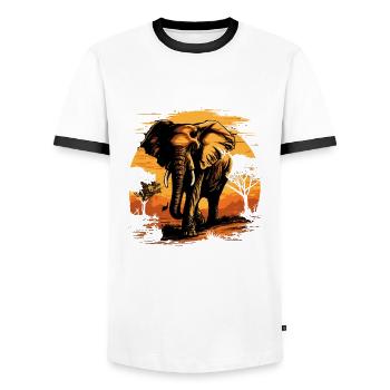 Majestic Elephant - Men's Ringer Shirt - white/black - Front - AI Model Female 172 light (172cm) & AI Model Male 178 dark (178cm)