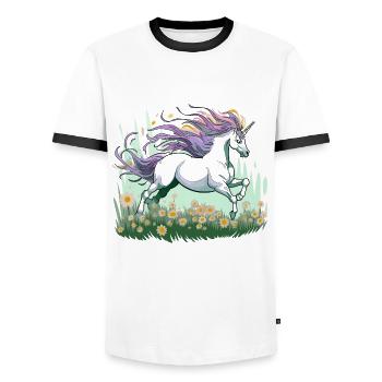 Magisches Einhorn - Männer Kontrast-T-Shirt - Weiß/Schwarz - Vorne - AI Model Female 172 light (172cm) & AI Model Male 178 dark (178cm)