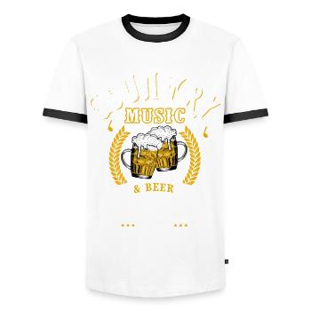 Country music and vintage beer - Men's Ringer Shirt - white/black - Front - AI Model Female 172 light (172cm) & AI Model Male 178 dark (178cm)