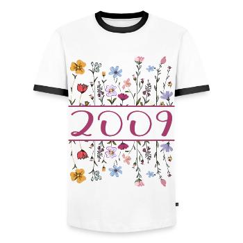 2009 Legendär Seit 2009 Geburtstag 2009 Frauen - Männer Kontrast-T-Shirt - Weiß/Schwarz - Vorne - AI Model Female 172 light (172cm) & AI Model Male 178 dark (178cm)