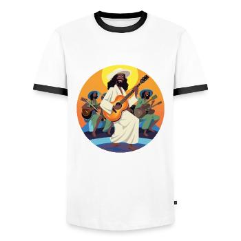 Berger des rainures - T-shirt contrasté Homme - blanc/noir - Devant - AI Model Female 172 light (172cm) & AI Model Male 178 dark (178cm)