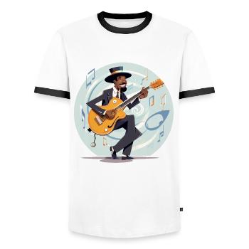Guitar Virtuoso - Men's Ringer Shirt - white/black - Front - AI Model Female 172 light (172cm) & AI Model Male 178 dark (178cm)