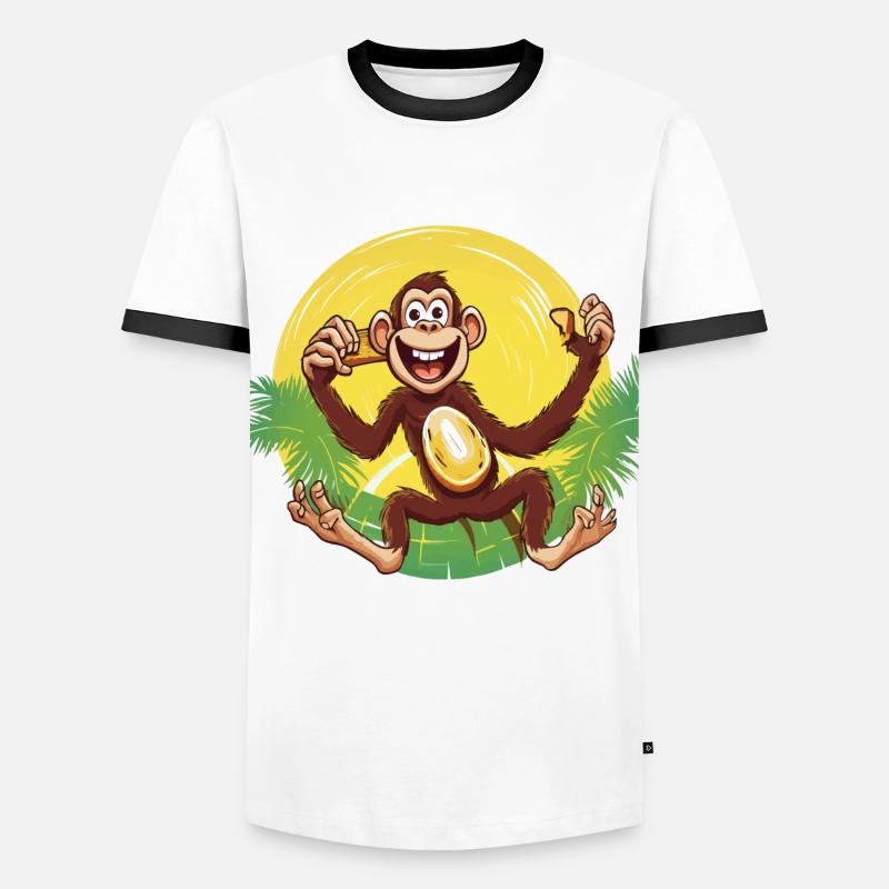 Rhythm Monkey - Men's Ringer Shirt - white/black