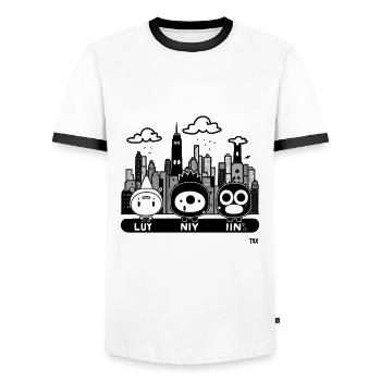 Minimalist Black and White: City Skylines - Men's Ringer Shirt - white/black - Front - AI Model Female 172 light (172cm) & AI Model Male 178 dark (178cm)